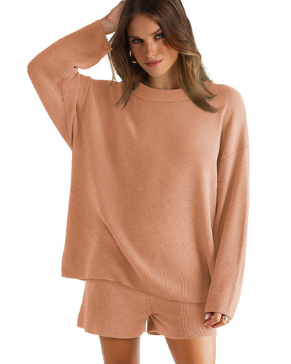 XIEERDUO Womens Sweater Sets 2 Piece Outfits Shorts Athleisure Lounge Wear Fall Fashion 2024