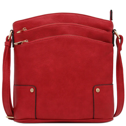 ALYSSA Triple Zip Pocket Large Crossbody Bag