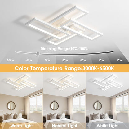 Modern LED Ceiling Light, kitchen light fixtures, Square LED Flush Mount Ceiling Light, APP and Remote Control Dimming with Memory 3000K-6500K for Dining Room, Living Room, Bedroom, Office (White)
