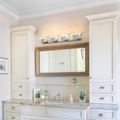 LED Bathroom Vanity Light: 24 inch Brushed Gold Acrylic Modern Lighting Fixtures - 3 Lights Contemporary Smoke Design Wall Lights Fixture Over Mirror 3000K