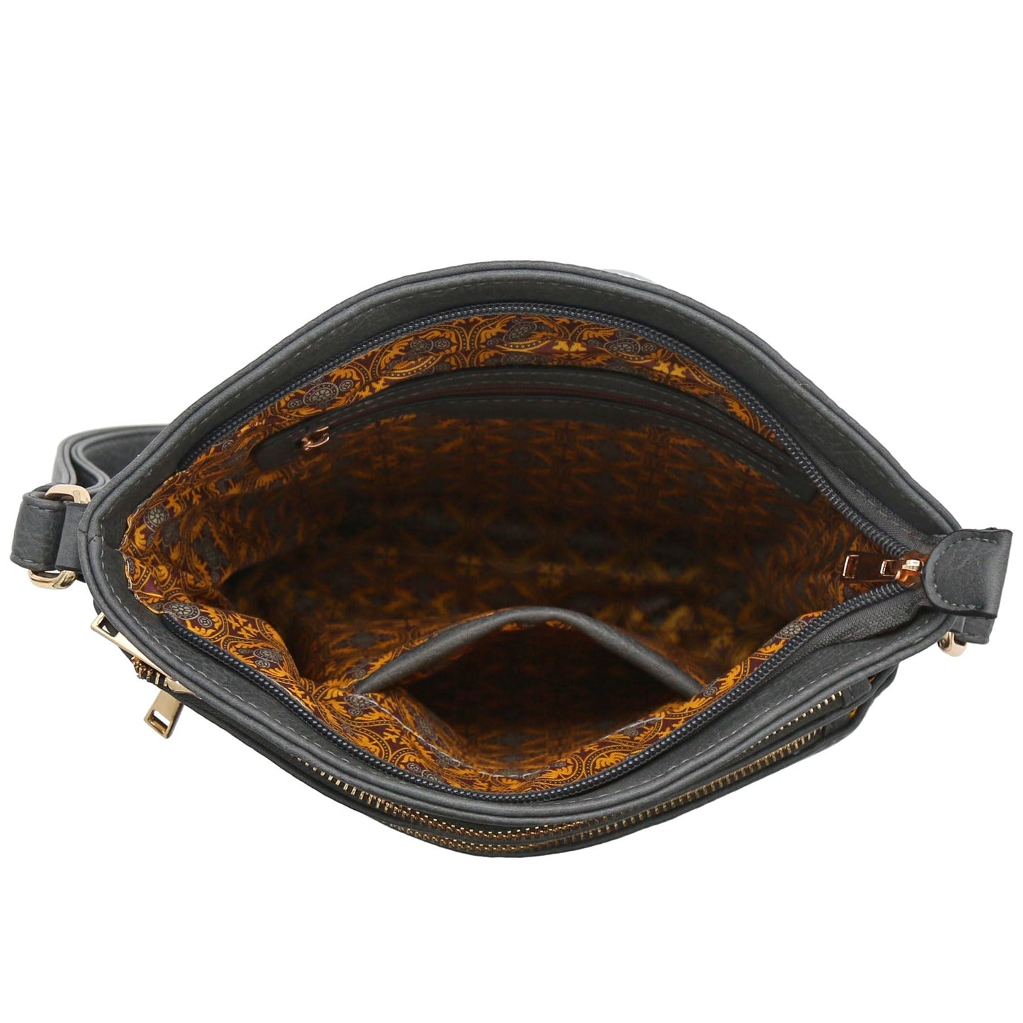 ALYSSA Triple Zip Pocket Large Crossbody Bag