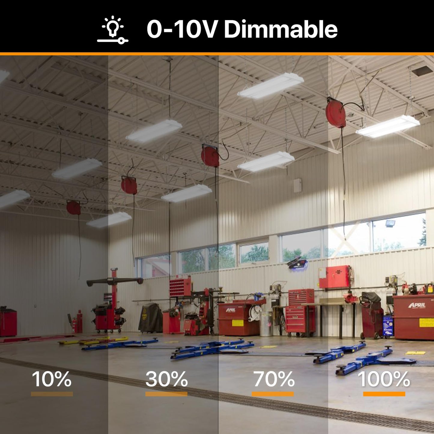 High Bay Led Shop Lights 150W 2Pack 4000K/5000K Switchable Linear High Bay Light Directional 0-10V Dimmable 100-277V Hardwire 135LM/W Commercial Lighting for Warehouse, Workshop, Supermarket