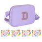 COSHAYSOO Pink Belt Bag Small Waist Fanny Pack Mini Crossbody Purse with Initial Preppy Letter Patch for Teen Girl Women Workout, Cross Body Chest Pouch Trending Birthday Gift Idea (S)
