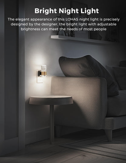 Night Lights Plug into Wall, Soft Light LED Night Light with Adjustable Brightness, Plug in Night Light with Auto Light Sensor, Wall Sconce-Style Design Night Light for Bathroom,Hallway, 2 Pack