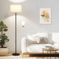 Modern Floor Lamp Simple Design with White Shade, Foot Pedal Switch, 60" Small Tall Lamps for Living Room Bedroom Office Dining Room Kitchen, Black Pole Lamp(Without Bulb)