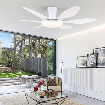 Ceiling Fans with Lights, 51 inch Modern Black Low Profile Ceiling Fan with Light and Remote App Control, Flush Mount, Quiet DC Reversible, Dim Led Ceiling Fan 6 Blade Softer Wind Indoor/Outdoor Patio