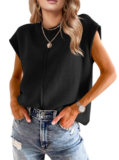 Womens Cap Sleeve Tops 2025 Trendy Tank Top Loose Knit Sweater Vests Cute Shirts Outfits Spring Fall Summer Tops