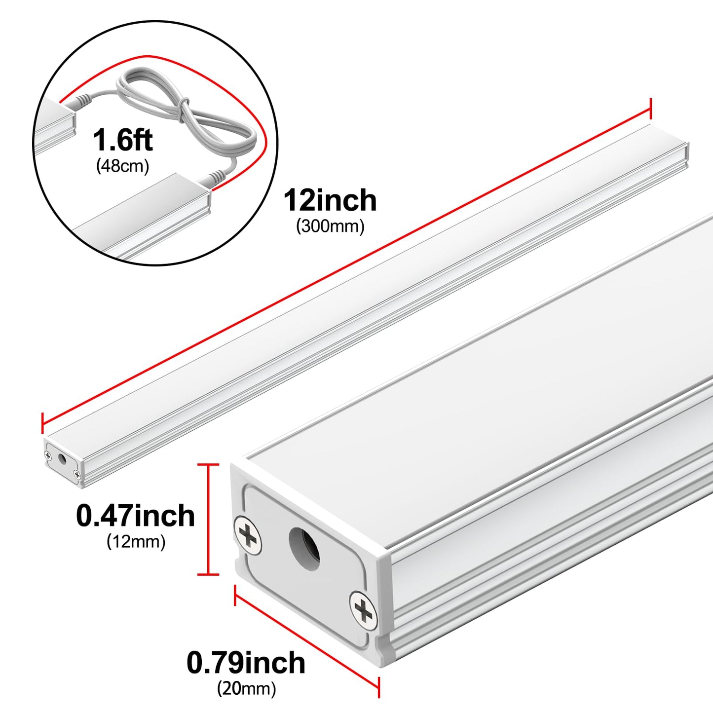 ASOKO Under Cabinet Led Light Plug in, Dimmable Daylight White 4500K, 3 Pack 12 inch Linkable Led Under Counter Lights for Kitchen, Shelf, Workbench, Cupboard, ETL Listed Plug 24V, UNO-LK 4500K