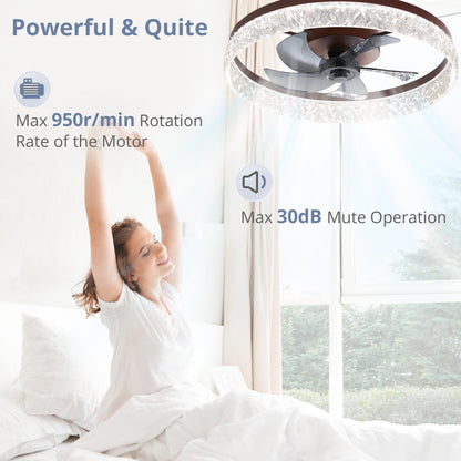 LEDIARY 20" Modern Ceiling Fans with Lights and Remote, Dimmable Low Profile Ceiling Fan, Flush Mount Ceiling Fan, Stepless Color Temperature Change and 6 Speeds - White