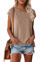 MEROKEETY Women's Casual Cap Sleeve T Shirts Basic Summer Tops Loose Solid Color Blouse