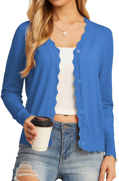GRECERELLE Women's Long Sleeve V-Neck Button Down Cardigan Knit Shrugs Sweater