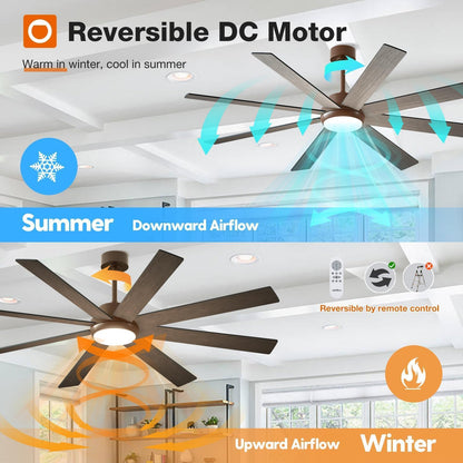 addlon 72 Inch Large Ceiling Fans with Lights, Black Ceiling Fan with Remote Control, Reversible, 5CCT, Dimmable, DC Motor, Modern Ceiling Fan for Living Room, Kitchen, Patio Indoor/Outdoor Use,