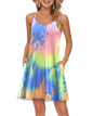 MISFAY Women's Summer Spaghetti Strap Casual Swing Tank Beach Cover Up Dress with Pockets