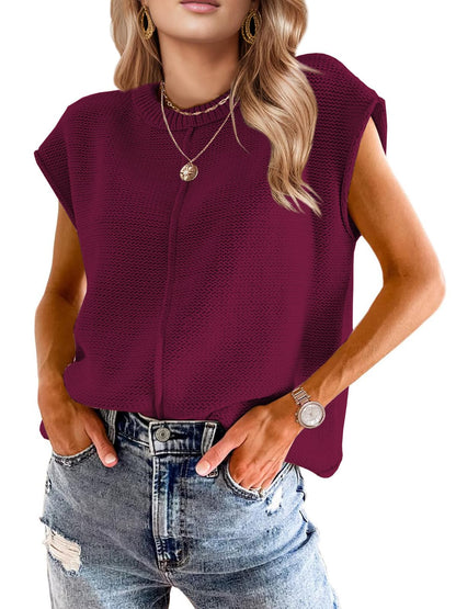 Womens Cap Sleeve Tops 2025 Trendy Tank Top Loose Knit Sweater Vests Cute Shirts Outfits Spring Fall Summer Tops