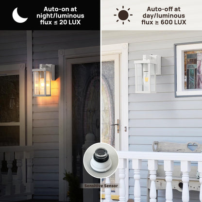 Dusk to Dawn Porch Lights with GFCI Outlets Waterproof Outdoor Wall Lights Exterior Lighting Fixtures Modern Outside Lights Wall Mount for House Patio Garage,Black,11.8''H,1PC