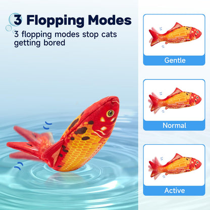 Potaroma Cat Toys Flopping Fish with SilverVine and Catnip, Moving Kitten Kicker, Floppy Wiggle Carp for Small Dogs, Interactive Motion Kitty Exercise, 10.5 Inches