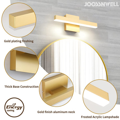 Joossnwell Black Bathroom Vanity Light Fixtures Dimmable 5CCT LED Bathroom Lighting Bar 15.75 Inch Modern Bath Lights Fixture Over Mirror 12W