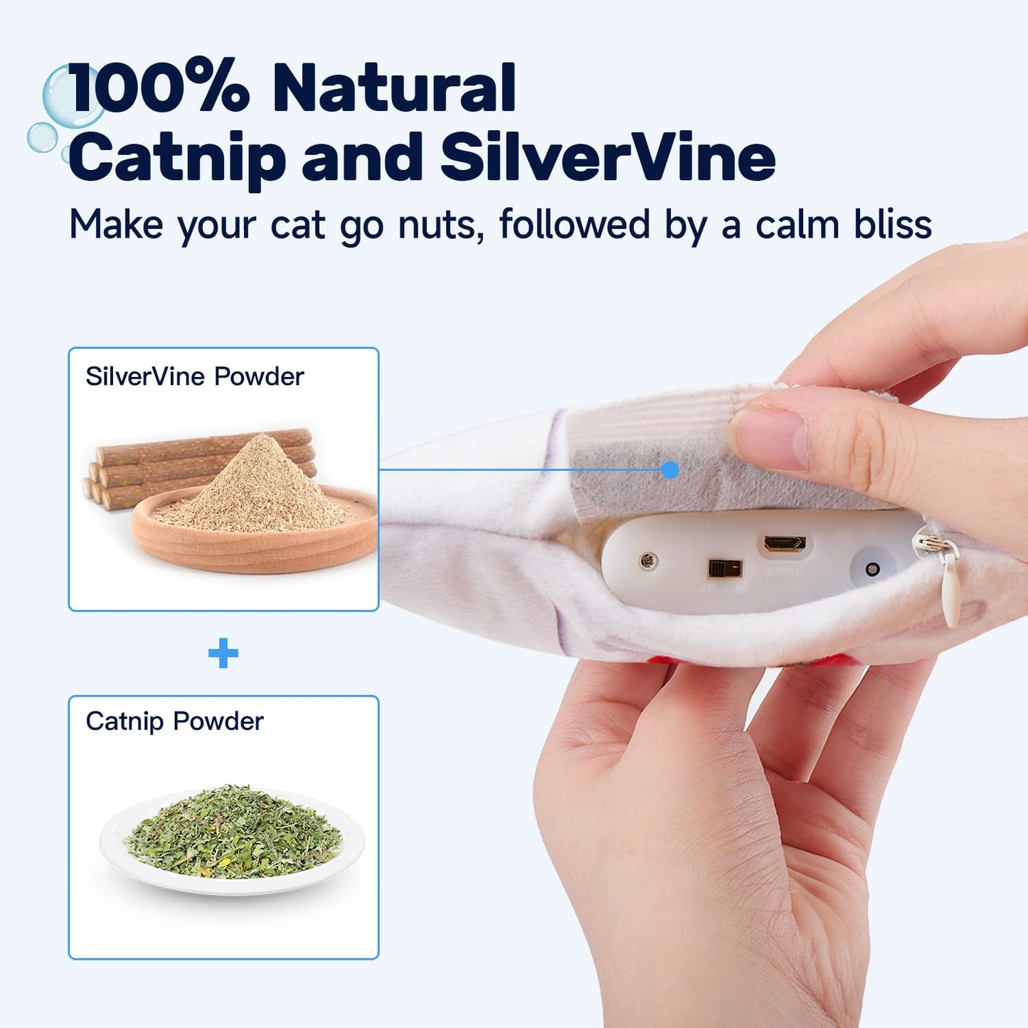 Potaroma Cat Toys Flopping Fish with SilverVine and Catnip, Moving Kitten Kicker, Floppy Wiggle Carp for Small Dogs, Interactive Motion Kitty Exercise, 10.5 Inches