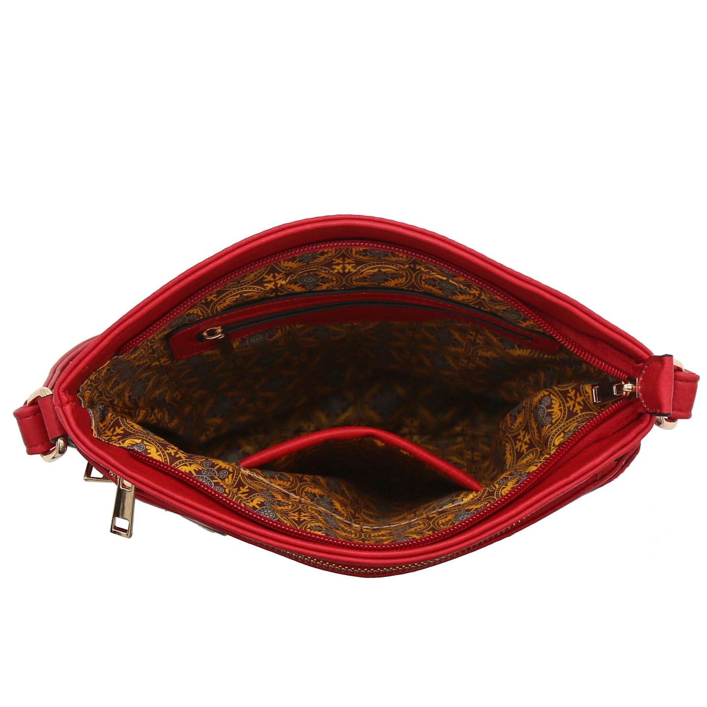 ALYSSA Triple Zip Pocket Large Crossbody Bag