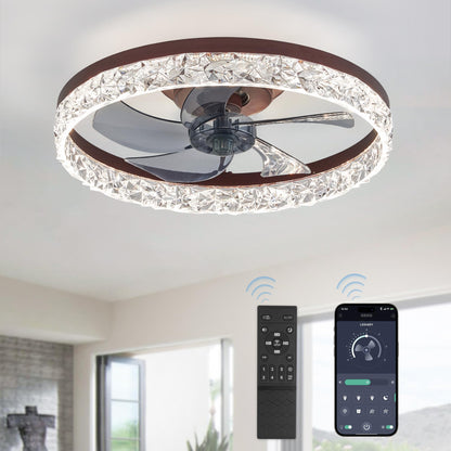 LEDIARY 20" Modern Ceiling Fans with Lights and Remote, Dimmable Low Profile Ceiling Fan, Flush Mount Ceiling Fan, Stepless Color Temperature Change and 6 Speeds - White