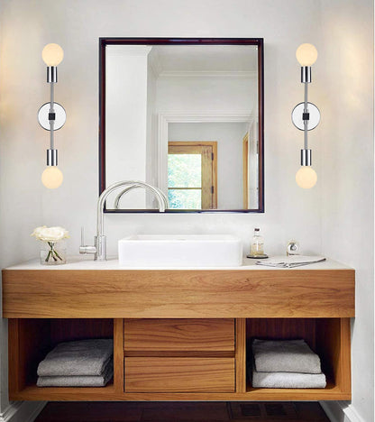 2 Lights Bathroom Wall Sconce Vanity Modern Industrial Wall Lamp Pole Wall Mount Lighting Fixture（Gold/Black Color）
