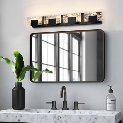 LED Bathroom Vanity Light: 24 inch Brushed Gold Acrylic Modern Lighting Fixtures - 3 Lights Contemporary Smoke Design Wall Lights Fixture Over Mirror 3000K