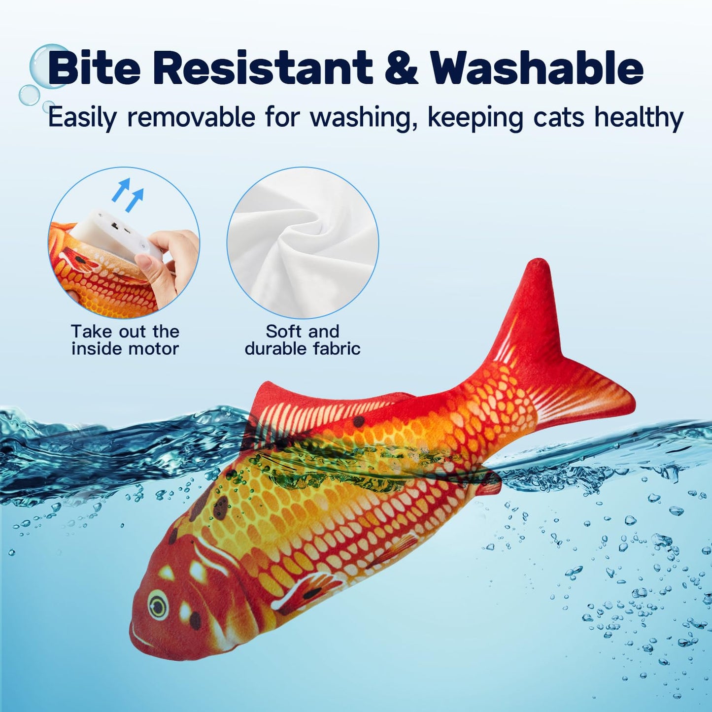 Potaroma Cat Toys Flopping Fish with SilverVine and Catnip, Moving Kitten Kicker, Floppy Wiggle Carp for Small Dogs, Interactive Motion Kitty Exercise, 10.5 Inches