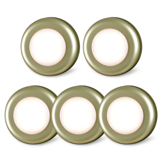 STAR-SPANGLED Push Tap Light, 2.8” Mini Night Touch LED Puck Lamp, Portable Under Cabinet Lighting AAA Battery Operated Powered, DIY Stick On Lights for Closet, Counter, Kitchen, Warm White, 5 Pack