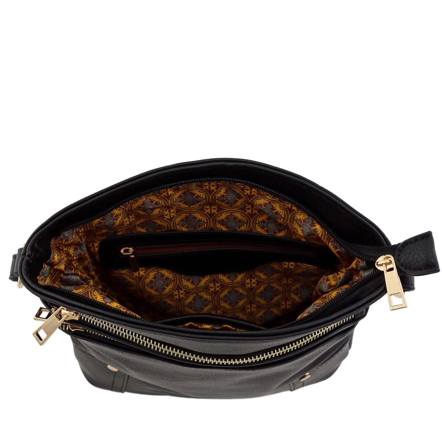 ALYSSA Triple Zip Pocket Large Crossbody Bag
