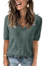 Arach&Cloz Women's Tops 2025 Spring Summer Short Sleeve Sweater Fashion Trendy Dressy Casual Outfit Versatile Knit Blouse