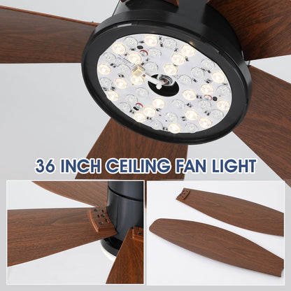 Ceiling Fans with Lights-36 Low Profile Ceiling Fan with Light and Remote/APP Control,Flush Mount,DC Reversible,LED Dimmable Blakc Ceiling Fans for Bedroom,Indoor/Outdoor Patio Use