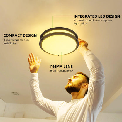 13 inch Flush Mount LED Ceiling Light Fixture, 2700K/3000K/3500K/4000K/5000K Adjustable Ceiling Lights, Oil Rubbed Bronze Saturn Dimmable Lighting for Hallway Bathroom Kitchen or Stairwell, ETL Listed