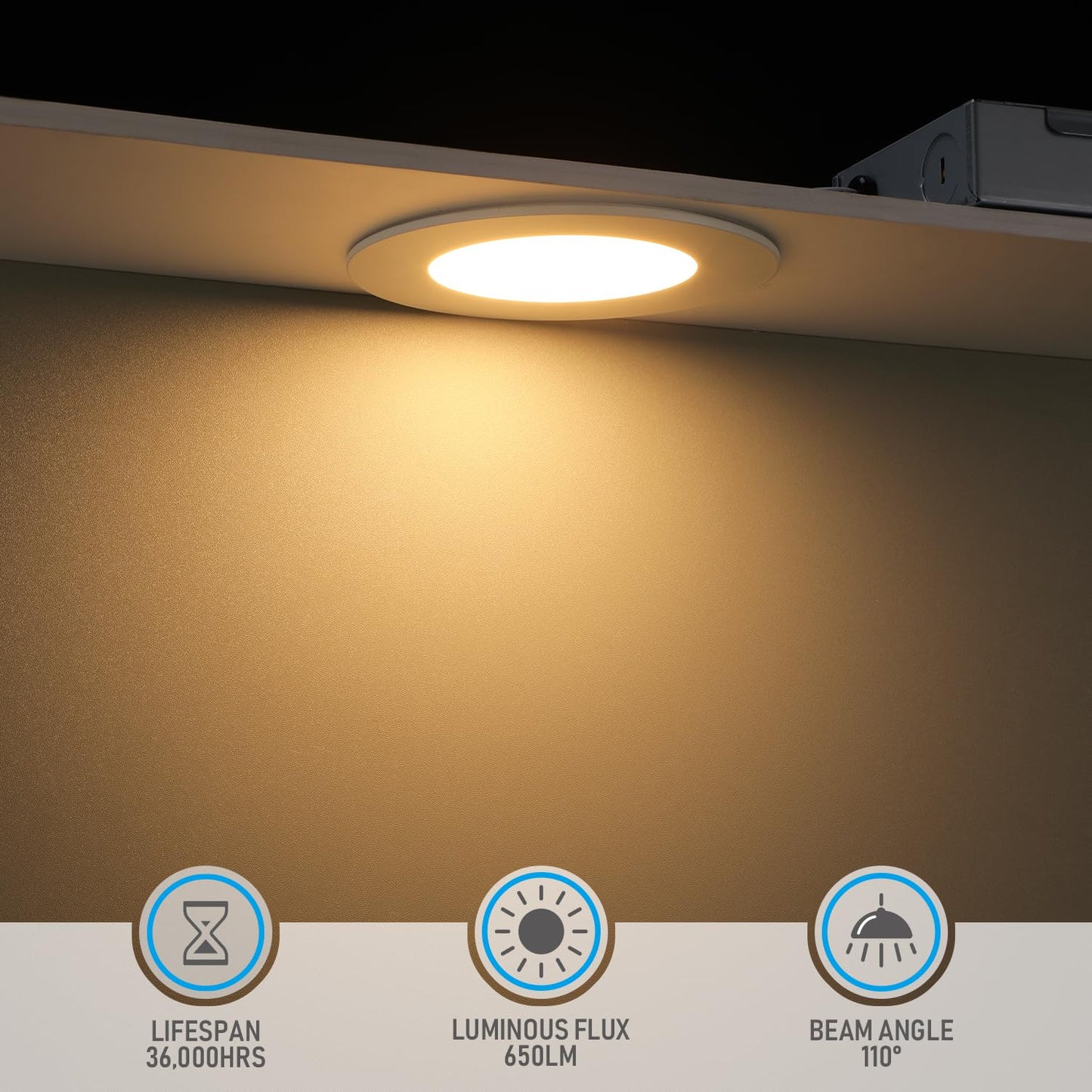 TORCHSTAR Basic Series 12-Pack 6 Inch Ultra-Thin LED Recessed Lighting with Junction Box, CRI90, Aluminum, 5000K Daylight, 5%-100% Dimmable Slim Recessed Downlight, 12W 1100LM, ETL and Energy Star