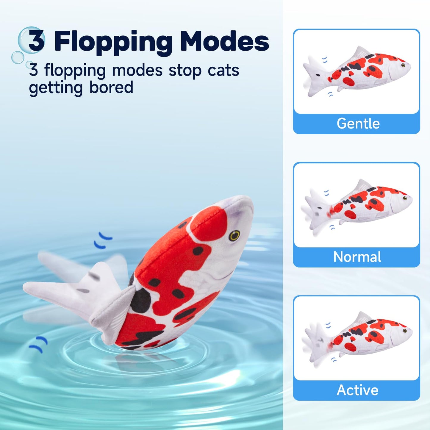 Potaroma Cat Toys Flopping Fish with SilverVine and Catnip, Moving Kitten Kicker, Floppy Wiggle Carp for Small Dogs, Interactive Motion Kitty Exercise, 10.5 Inches