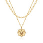 MEVECCO Layered Heart Necklace Pendant Handmade 18k Gold Plated Dainty Gold Choker Arrow Bar Layering Long Necklace for Women