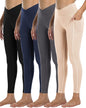 4 Pack Leggings with Pockets for Women,High Waist Tummy Control Workout Yoga Pants