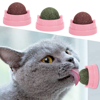 3 Pack Catnip Balls, Catnip Ball for Cats Wall, Edible Kitty Toys for Cats Lick, Safe Healthy Kitten Chew Toys, Teeth Cleaning Dental Cat Toys, Cat Wall Treats (Green)