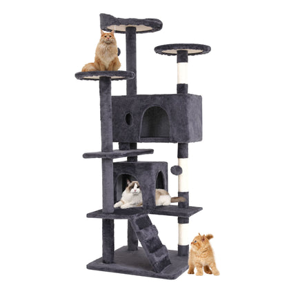 BestPet 54in Cat Tree Tower for Indoor Cats,Multi-Level Furniture Activity Center with Scratching Posts Stand House Condo Funny Toys Kittens Pet Play House,Dark Gray
