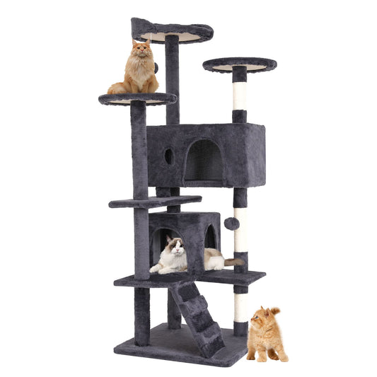 BestPet 54in Cat Tree Tower for Indoor Cats,Multi-Level Furniture Activity Center with Scratching Posts Stand House Condo Funny Toys Kittens Pet Play House,Dark Gray