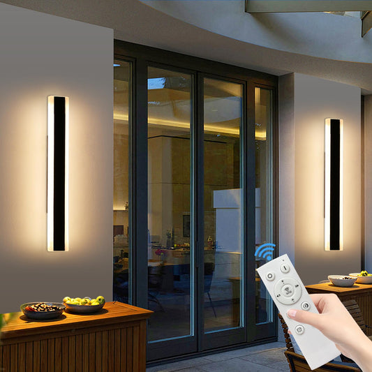 Mikeru 2Pack 31.4inch Outdoor Wall Lights, 3000/4500/6000K 3 Color Modern Black Linear Wall Lights Front Porch Light Wall Mounted Led Lighting for Basement, Shop,Garage Lighting