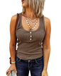Saodimallsu Womens V Neck Tank Tops Summer Ribbed Sleeveless Henley Shirts Casual Loose Button Up Cami Knit Tees