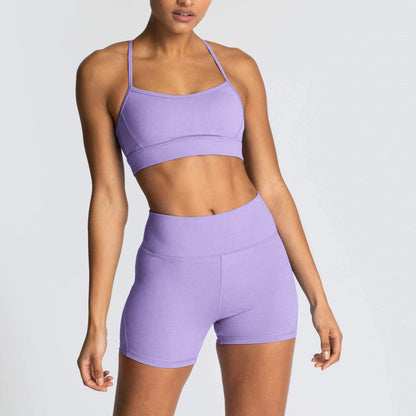 IWEMEK Women's Workout Sets 2 Piece Yoga Outfits High Waisted Biker Shorts and Cross Back Sports Bra Gym Set