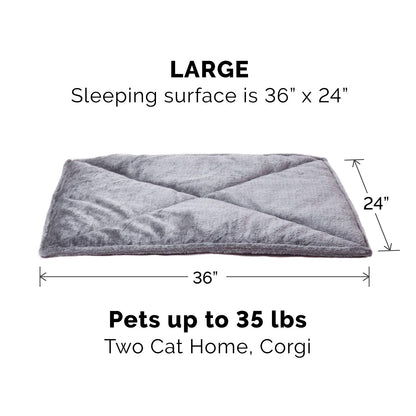 Furhaven ThermaNAP Self-Warming Cat Bed for Indoor Cats & Small Dogs, Washable & Reflects Body Heat - Quilted Faux Fur Reflective Bed Mat - Gray, Small