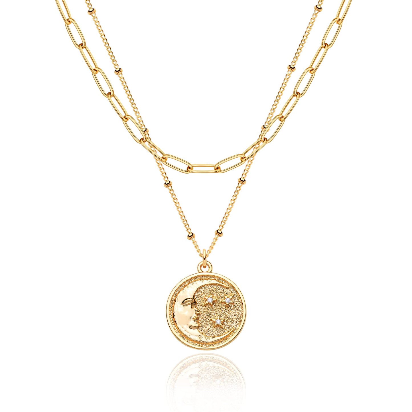 MEVECCO Layered Heart Necklace Pendant Handmade 18k Gold Plated Dainty Gold Choker Arrow Bar Layering Long Necklace for Women