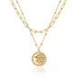 MEVECCO Layered Heart Necklace Pendant Handmade 18k Gold Plated Dainty Gold Choker Arrow Bar Layering Long Necklace for Women