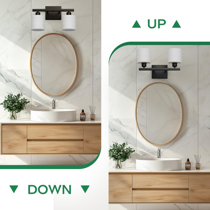 PARTPHONER Bathroom Light Fixtures, Bathroom Lighting Fixtures Over Mirror, Interior Classic Vanity Lights, Modern Bathroom Vanity Light with Textured White Glass Shade, Brushed Nickel, 3-Light