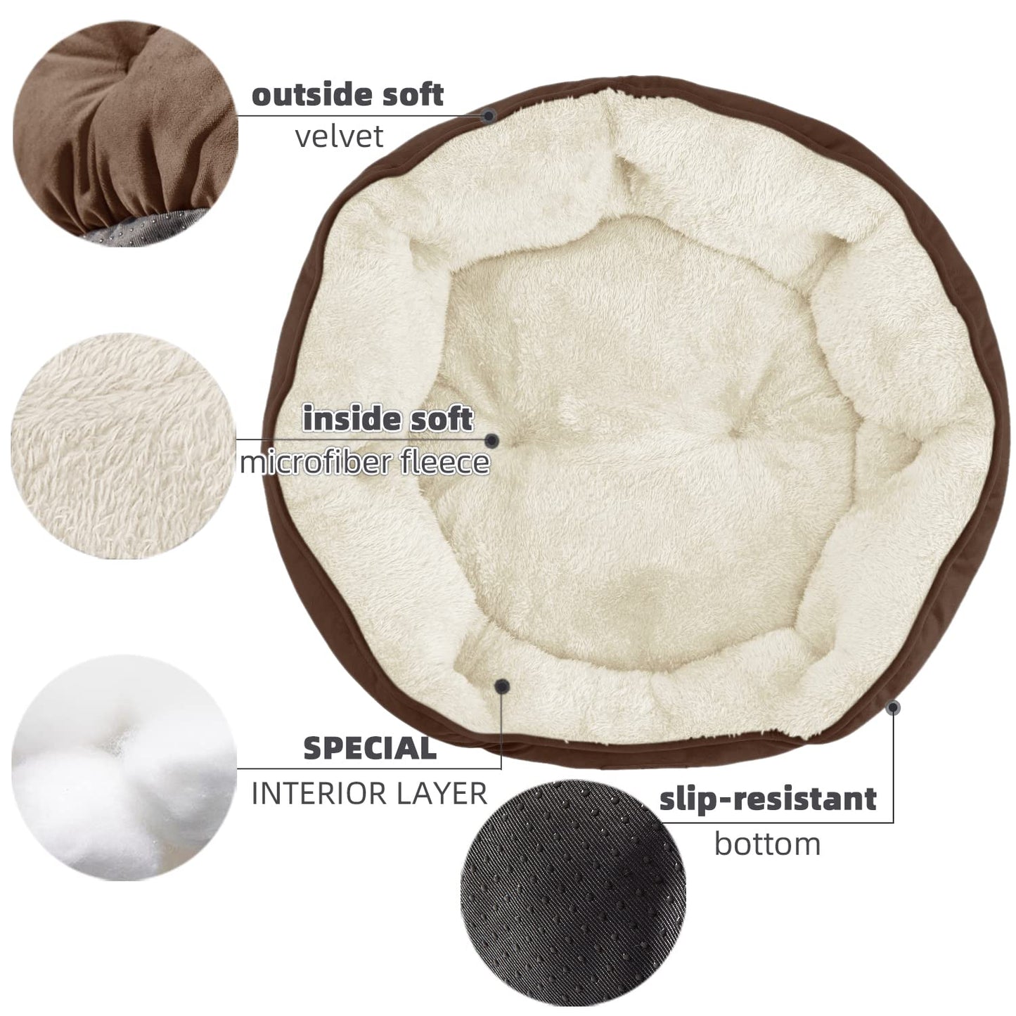 Asvin Small Dog Bed for Small Dogs, Cat Beds for Indoor Cats, Pet Bed for Puppy and Kitty, Extra Soft & Machine Washable with Anti-Slip & Water-Resistant Oxford Bottom, Grey, 20 inches