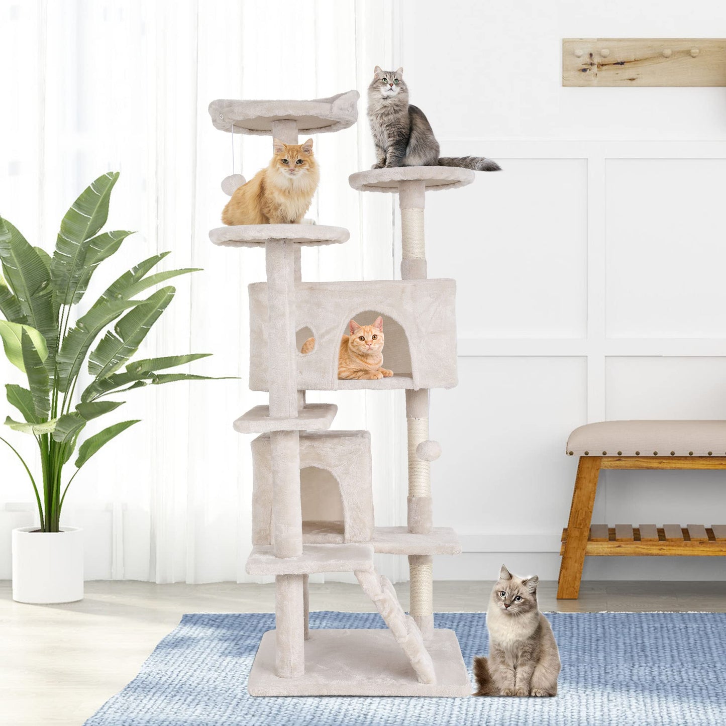 BestPet 54in Cat Tree Tower for Indoor Cats,Multi-Level Furniture Activity Center with Scratching Posts Stand House Condo Funny Toys Kittens Pet Play House,Dark Gray