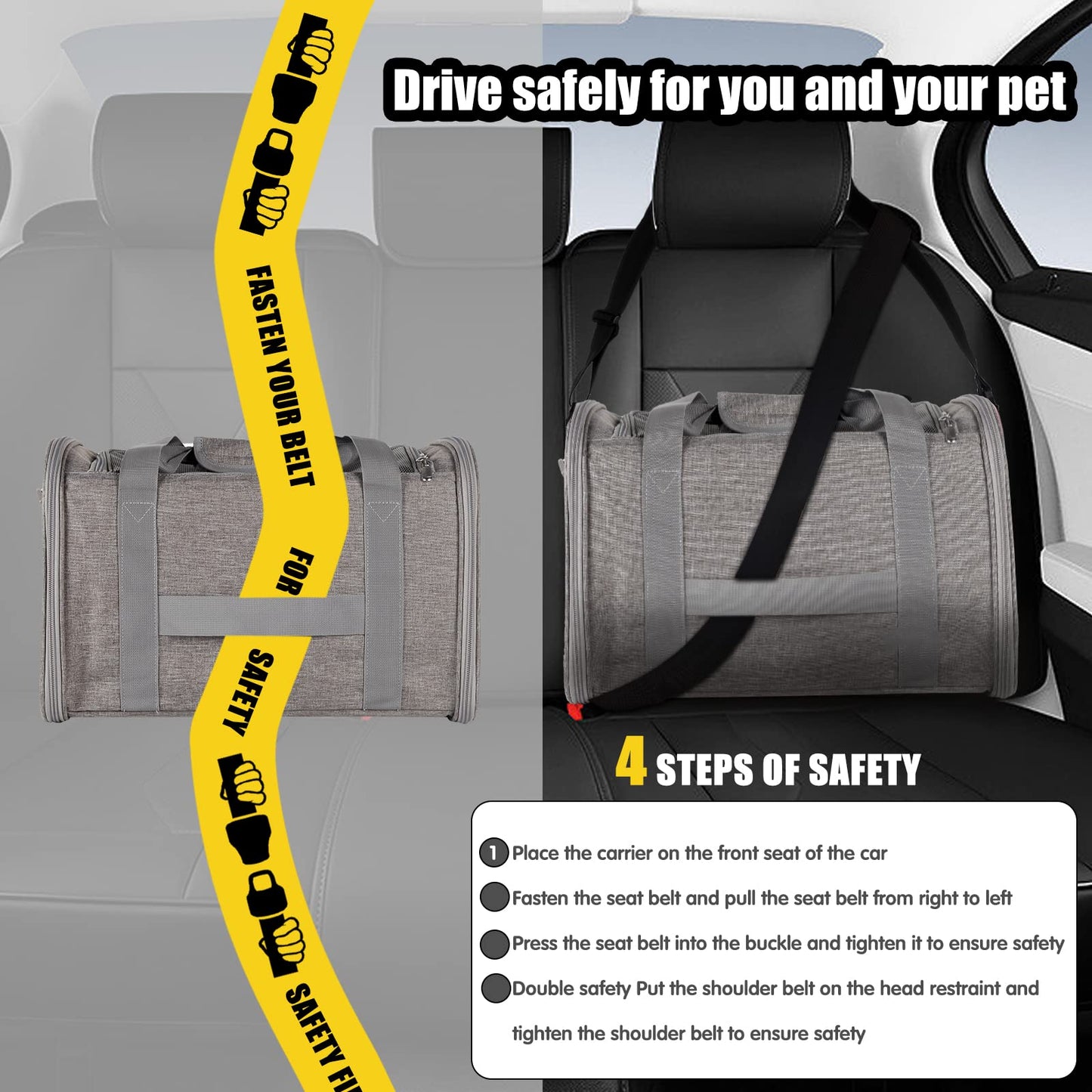 Cat Carrying Case Pet Dog Carrier Soft-Sided Cat Bag Airline Approved, Pet Travel Carrier Up to 15 Lbs, Collapsible Cat Carrier Dog Carrier for Medium Cats Small Cats Dogs(17x11x11 Green)