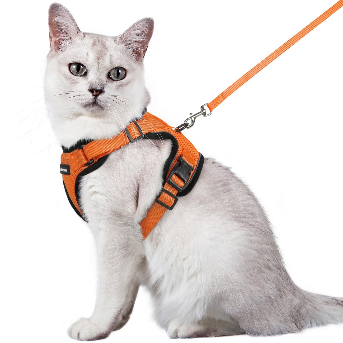 rabbitgoo Cat Harness and Leash for Walking, Escape Proof Soft Adjustable Vest Harnesses for Cats, Easy Control Breathable Reflective Strips Jacket, Black, XS
